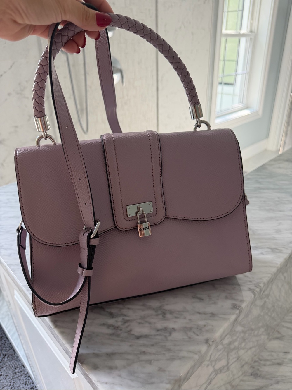 Guess Lavender Top-Handle Satchel Handbag - Women